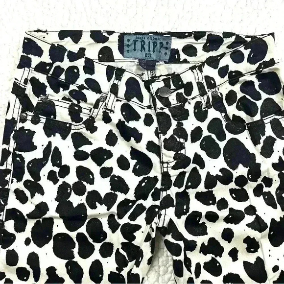 Daang Goodman Tripp Creme/Black Animal Print Stretch Skinny Pants Size 1 - Picture 3 of 16